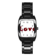 Love Typography Text Word Stainless Steel Barrel Watch by dflcprints