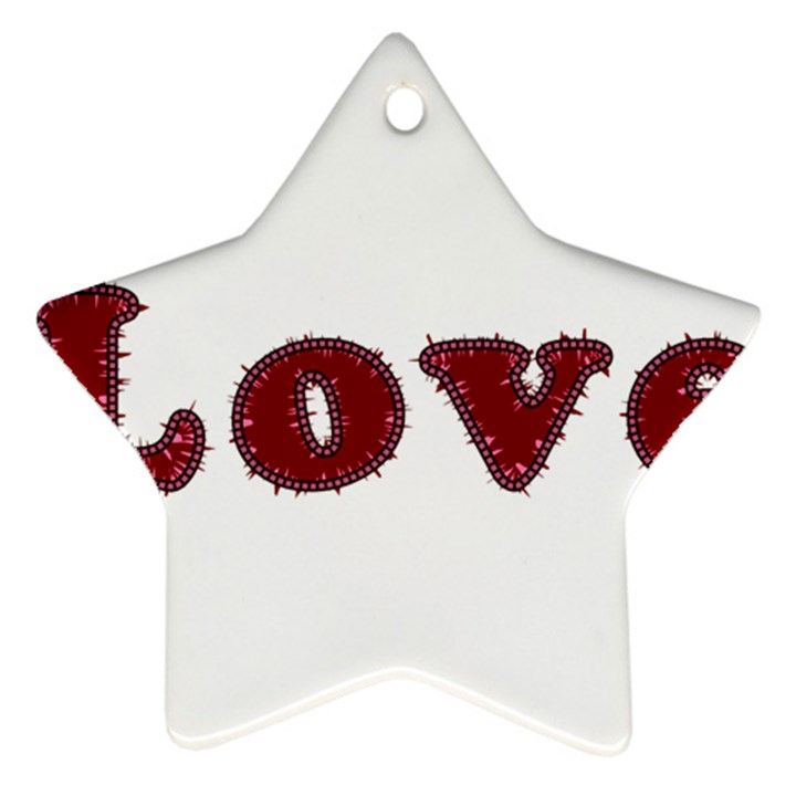 Love Typography Text Word Star Ornament (Two Sides)