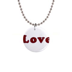 Love Typography Text Word Button Necklace