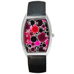 Retro Polka Dot  Tonneau Leather Watch Front