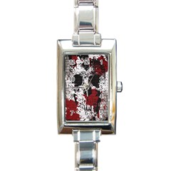 Skull Grunge Graffiti  Rectangular Italian Charm Watch by OCDesignss