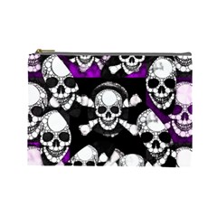 Purple Haze Skull And Crossbones  Cosmetic Bag (large) by OCDesignss