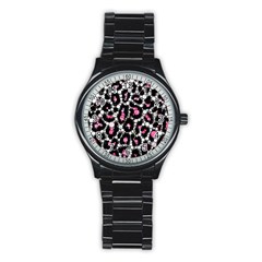 Pink Cheetah Bling Sport Metal Watch (black) by OCDesignss