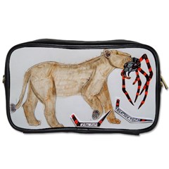 Giant Spider Fights Lion  Travel Toiletry Bag (two Sides) by creationtruth