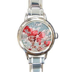 Flowers In The Sky Round Italian Charm Watch by dflcprints