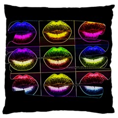 Sassy Lips  Large Flano Cushion Case (two Sides) by OCDesignss