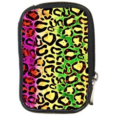 Rainbow Cheetah Abstract Compact Camera Leather Case by OCDesignss