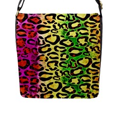 Rainbow Cheetah Abstract Flap Closure Messenger Bag (large)