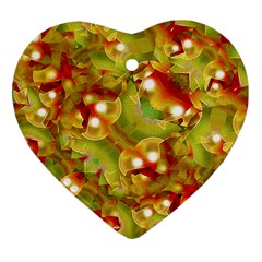 Christmas Print Motif Heart Ornament (two Sides) by dflcprints