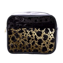 Cheetah Stars Gold  Mini Travel Toiletry Bag (one Side)