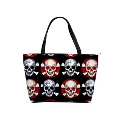 Red Black Skull Polkadots  Large Shoulder Bag by OCDesignss