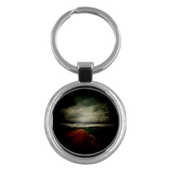 Dark Empty Road Key Chain (round) by dflcprints