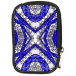 Flashy bling Blue Silver  Compact Camera Leather Case Front