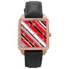 Pattern Rose Gold Leather Watch 