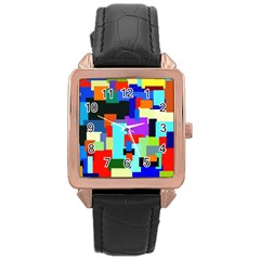 Pattern Rose Gold Leather Watch  by Siebenhuehner