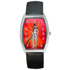 White Knight Tonneau Leather Watch by icarusismartdesigns