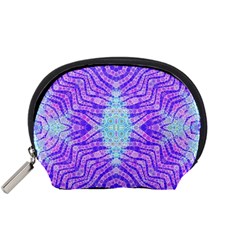 Turquoise Purple Zebra Pattern  Accessory Pouch (small) by OCDesignss