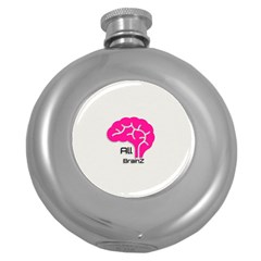 All Brains Leather  Hip Flask (round) by OCDesignss