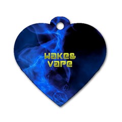 Wake&vape Blue Smoke  Dog Tag Heart (one Sided)  by OCDesignss