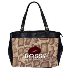 Bossy Snake Texture  Oversize Office Handbag (two Sides) by OCDesignss