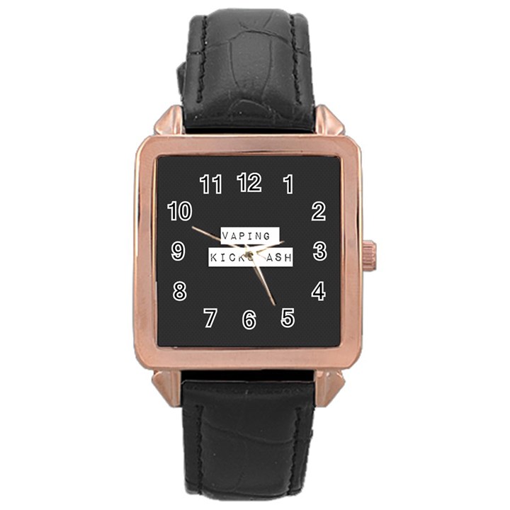 Vaping Kicks Ash Blk&wht  Rose Gold Leather Watch 