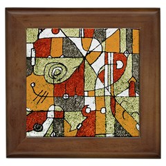 Multicolored Abstract Tribal Print Framed Ceramic Tile by dflcprints
