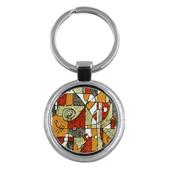 Multicolored Abstract Tribal Print Key Chain (round) by dflcprints