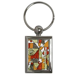 Multicolored Abstract Tribal Print Key Chain (rectangle) by dflcprints