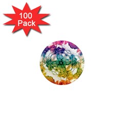 Multicolored Floral Swirls Decorative Design 1  Mini Button Magnet (100 Pack) by dflcprints