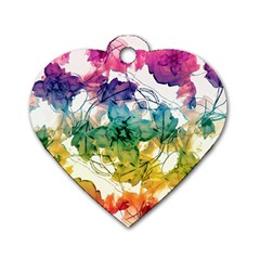 Multicolored Floral Swirls Decorative Design Dog Tag Heart (one Sided)  by dflcprints