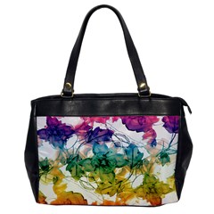 Multicolored Floral Swirls Decorative Design Oversize Office Handbag (one Side) by dflcprints