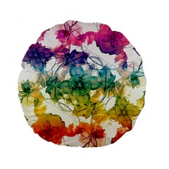 Multicolored Floral Swirls Decorative Design Standard Flano Round Cushion  by dflcprints