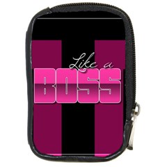 Like A Boss Shiny Pink Compact Camera Leather Case by OCDesignss