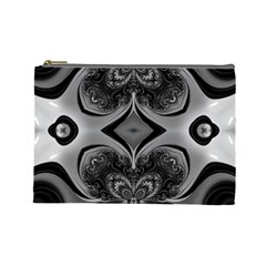 Crazy Black&white Fractal Cosmetic Bag (large) by OCDesignss