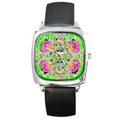 Florescent Abstract  Square Leather Watch by OCDesignss