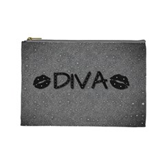 Diva Blk Glitter Lips Cosmetic Bag (Large)