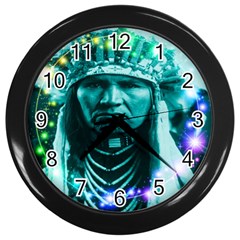 Magical Indian Chief Wall Clock (black) by icarusismartdesigns