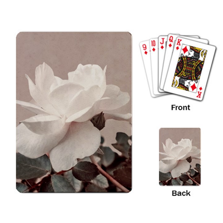 White Rose Vintage Style Photo in Ocher Colors Playing Cards Single Design