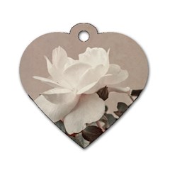 White Rose Vintage Style Photo In Ocher Colors Dog Tag Heart (two Sided) by dflcprints