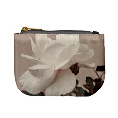 White Rose Vintage Style Photo In Ocher Colors Coin Change Purse by dflcprints