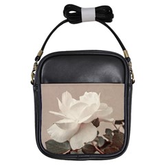 White Rose Vintage Style Photo In Ocher Colors Girl s Sling Bag by dflcprints