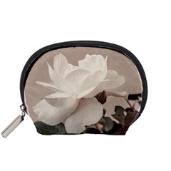 White Rose Vintage Style Photo In Ocher Colors Accessory Pouch (small) by dflcprints