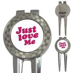 Just Love Me Text Typographic Quote Golf Pitchfork & Ball Marker