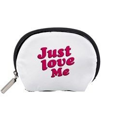 Just Love Me Text Typographic Quote Accessory Pouch (small) by dflcprints