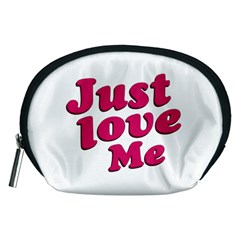 Just Love Me Text Typographic Quote Accessory Pouch (medium) by dflcprints