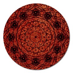 Grunge Style Geometric Mandala Magnet 5  (round) by dflcprints
