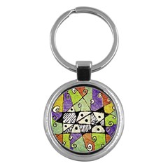 Multicolored Tribal Print Abstract Art Key Chain (round) by dflcprints