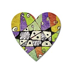 Multicolored Tribal Print Abstract Art Magnet (heart) by dflcprints