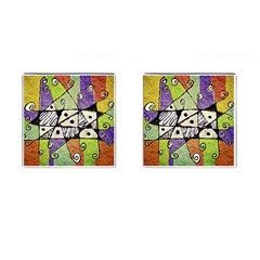 Multicolored Tribal Print Abstract Art Cufflinks (square) by dflcprints