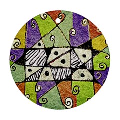 Multicolored Tribal Print Abstract Art Round Ornament (two Sides) by dflcprints